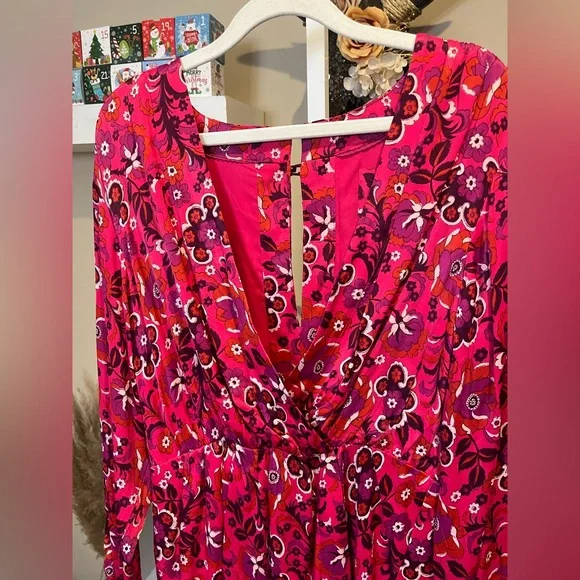 NWT Maeve x Anthropology Pink Floral Wrap Dress - Picture 9 of 12